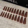 24pcs O.two.o Brown Matte Nails With Accessories